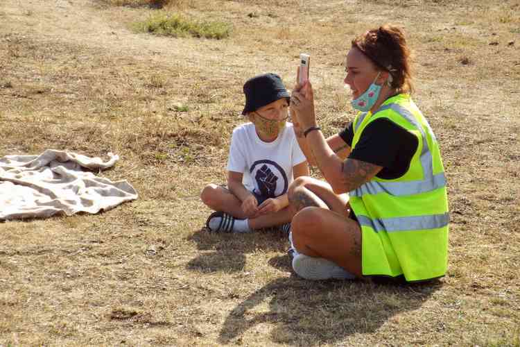 Vicky Baker with son Archie who was among the number of passionate speakers