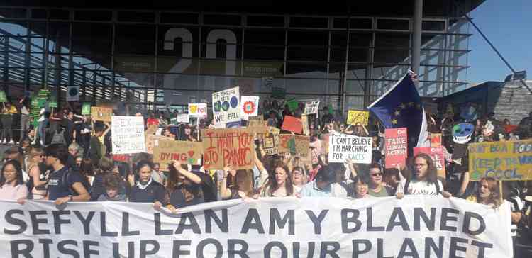 Protestors Outside the Senedd