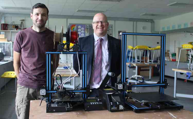 Generous parent Matt Read, and Tom Corker, Felixstowe Academy Head of Technology - picture: Gooderham PR