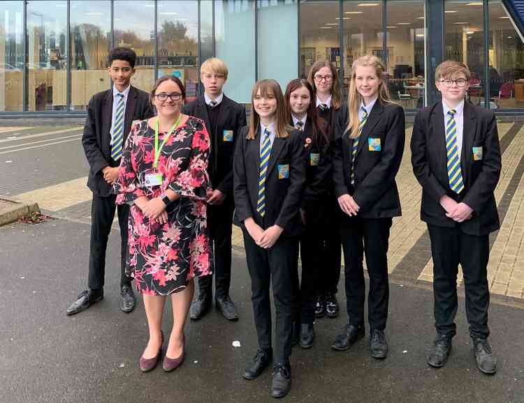 Emma Wilson-Downes Felixstowe Academy head teacher with pupils (picture credit: Gooderham PR)