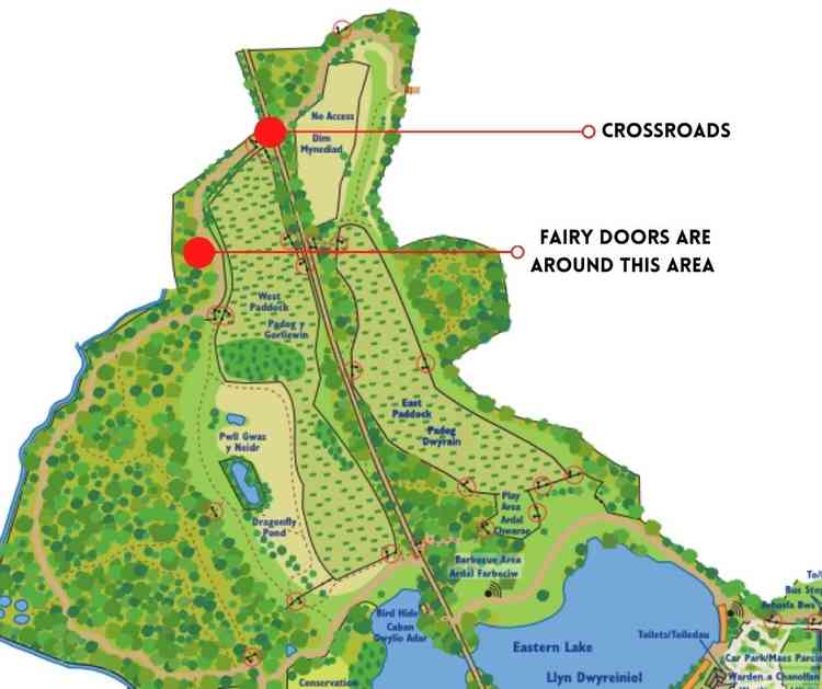 A map of where you can find the fairy doors