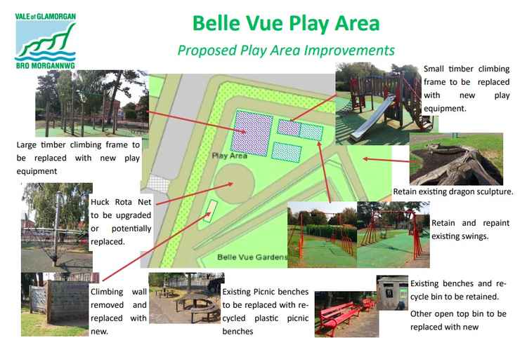 The rather crude proposed play area improvements (Photo credit: Vale of Glamorgan Council)