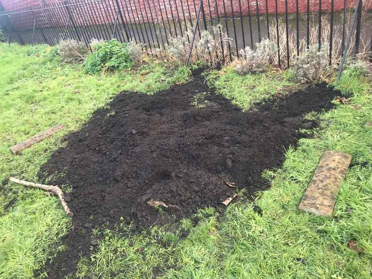 The raised bed panels were removed