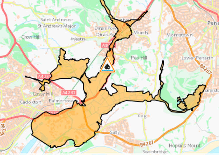 Natural Resources Wales have issued a flood alert surrounding the Cadoxton River.