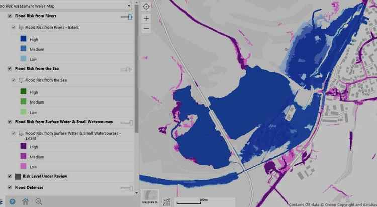 Cosmeston area from NRW's Flood Map Wales https://naturalresourceswales.gov.uk/evidence-and-data/maps/long-term-flood-risk/