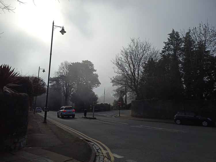 The fog passing over Alexandra Park