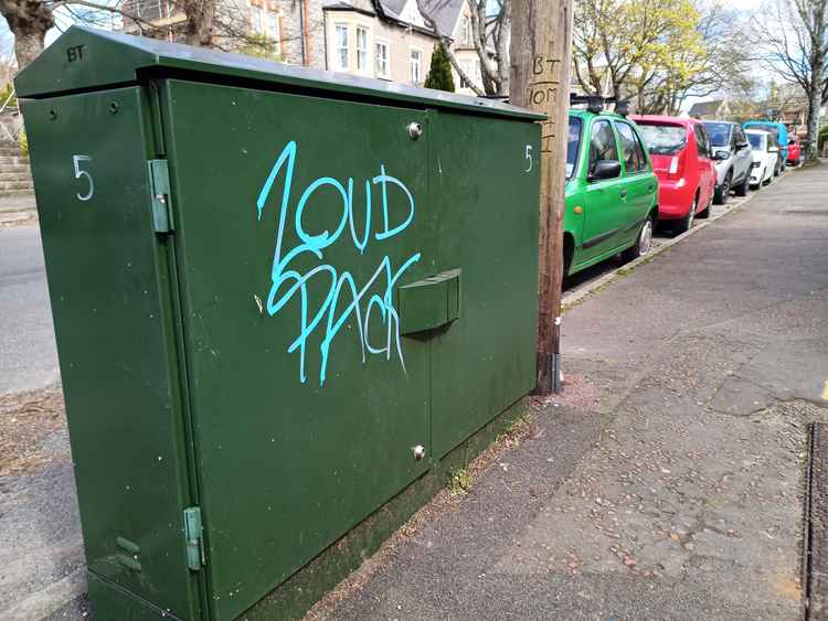 Several telephone cabinets off Clive Place have been tagged