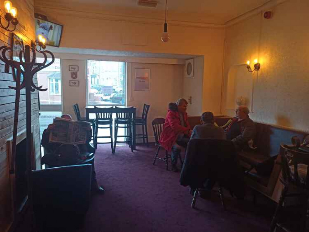 The Pier and Piano was busy at midday.