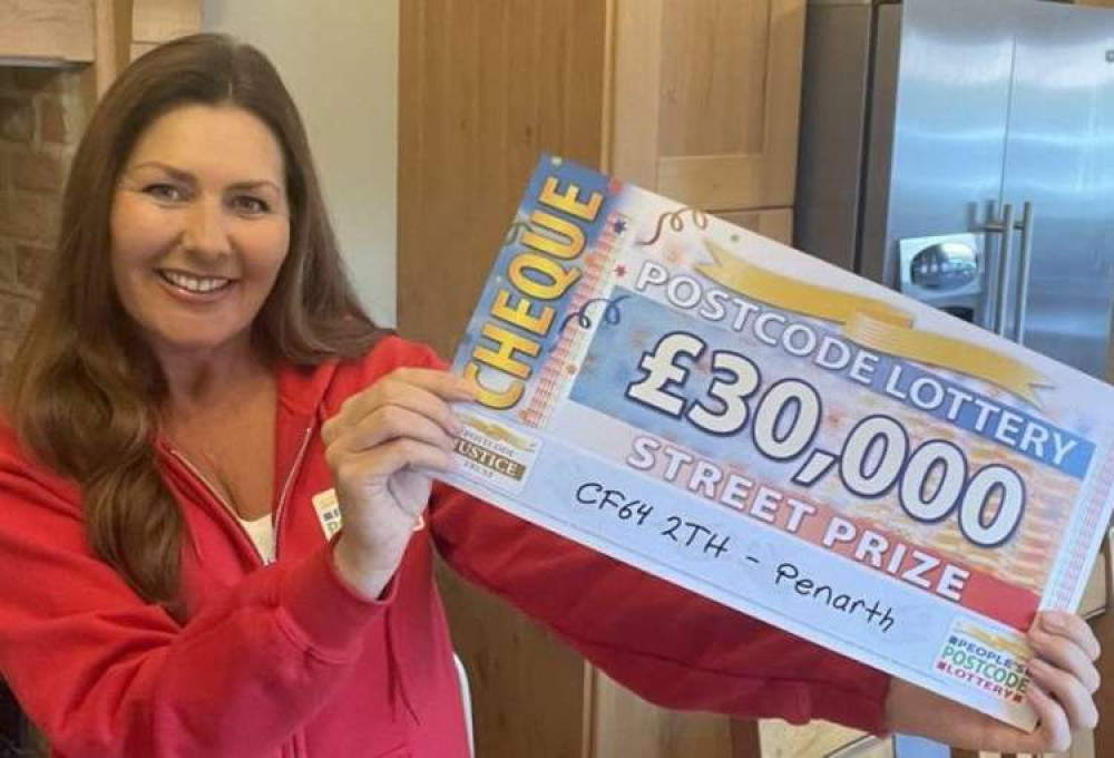 Judie McCourt reveals the winning Penarth postcode in the People's Postcode Lottery