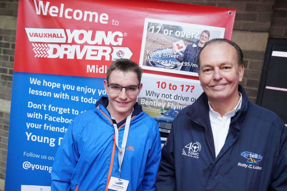 Cameron Redwood, a teenager from Penarth who has been named one of Britain's best young drivers, with Quentin Willson
