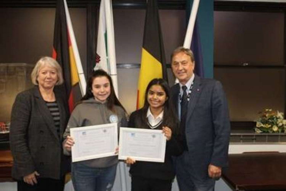 The Vale of Glamorgan Council leader Neil Moore and deputy leader Lis Burnett with Vale Youth Forum members