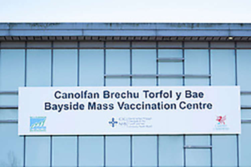 At the Bayside mass vaccination centre, near Penarth, where anti-vaxxers protested this weekend