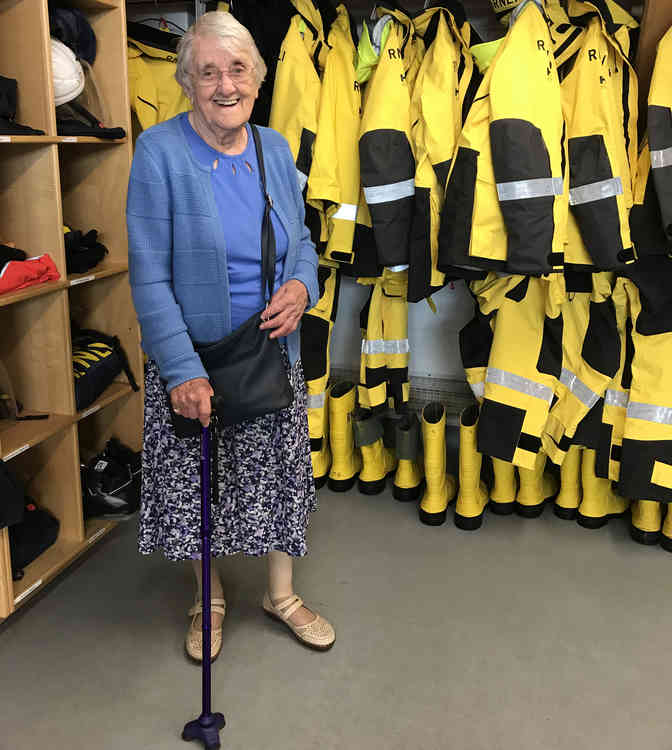 Myrt visits the crew kit room at the Lifeboat Station