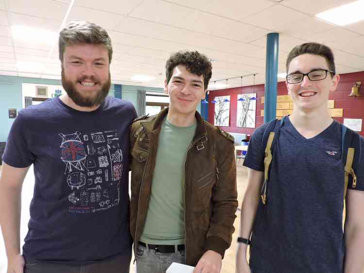 Exmouth Community College students celebrate after opening their results.