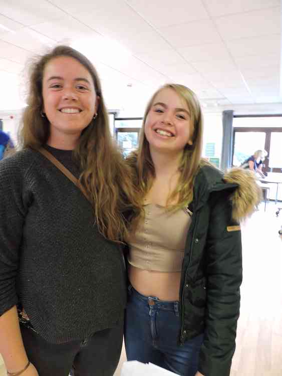 Exmouth Community College students celebrate after opening their results.