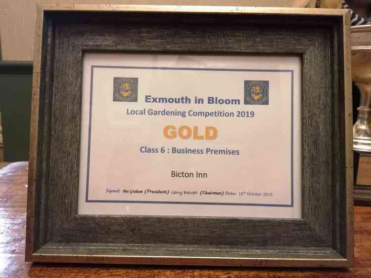 The Bicton Inn's Gold Award.