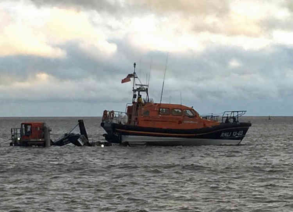 Exmouth RNLI Lifeboat R & J Welburn launches to assist in the search. Picture courtesy of Chris Sims/RNLI.