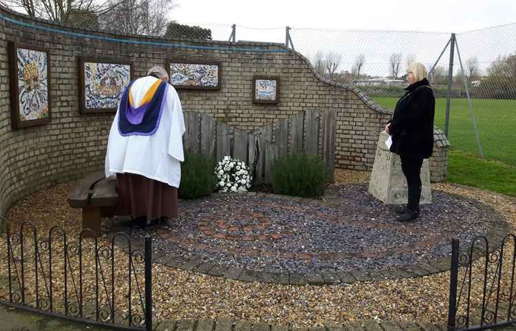 Deputy mayor Sharon Harkin with Revd Andrew Dotchin at 1953 flood commemoration