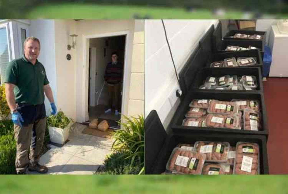 Left: Tom Garner delivering Clinton Venison to a customer in Exeter. Right: Clinton Venison packed and ready for delivery.