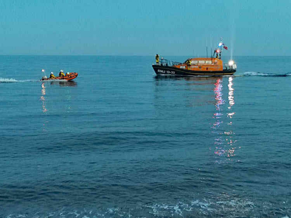 Both Exmouth RNLI lifeboats launch to the rescue. Picture courtesy of Exmouth RNLI.