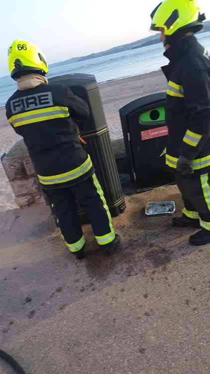 Both bin fire were caused by hot disposable BBQs. Pictures courtesy of Devon and Somerset Fire and Rescue Service.