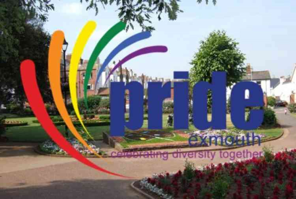 Manor Gardens. Main image courtesy of Andy Peacock. Inset Pride logo courtesy of Exmouth Pride.
