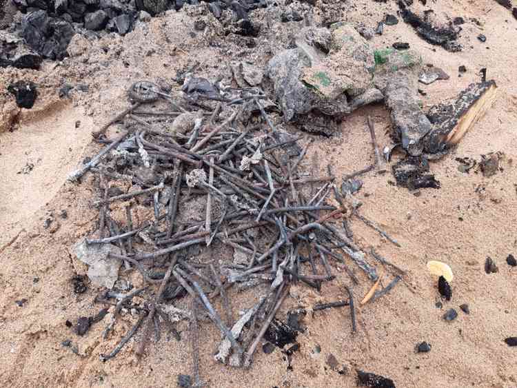 Just some of the nails found on the beach.