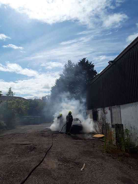 The car fire in Pankhurst Close (August 1, 2020). Picture courtesy of Exmouth Fire Station and Devon and Somerset Fire and Rescue Service.