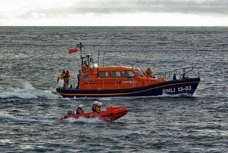 Both Exmouth Lifeboats engaged in the rescue. Image credit: Exmouth RNLI