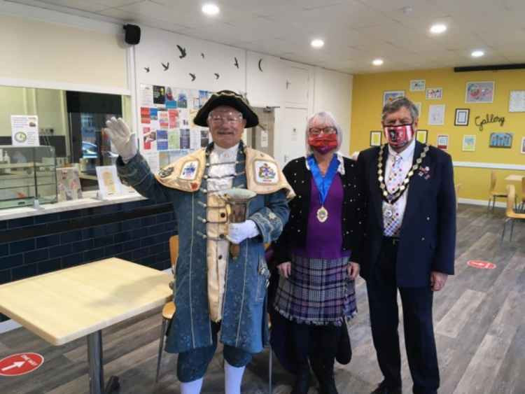 The building was officially re-opened on Monday by mayor Steve Gazzard, his consort Diane Love and town crier Roger Bourgein. Credit: Helen Tribble