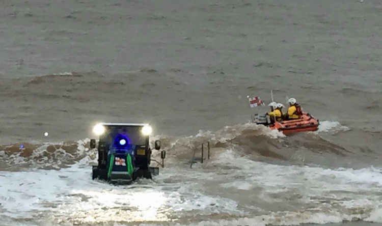 Exmouth All Weather Lifeboat launching. Credit: Exmouth RNLI