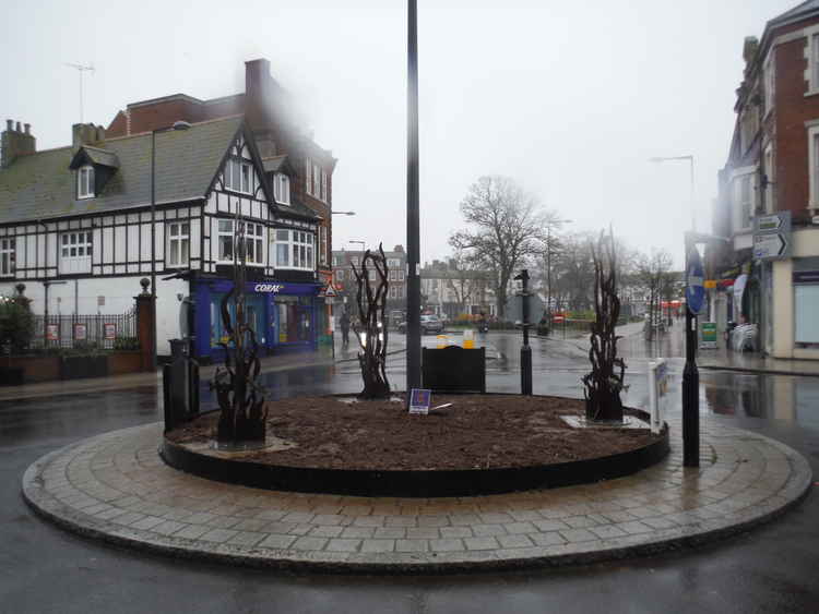 The sculptures in place on the roundabout. Picture: Exmouth In Bloom