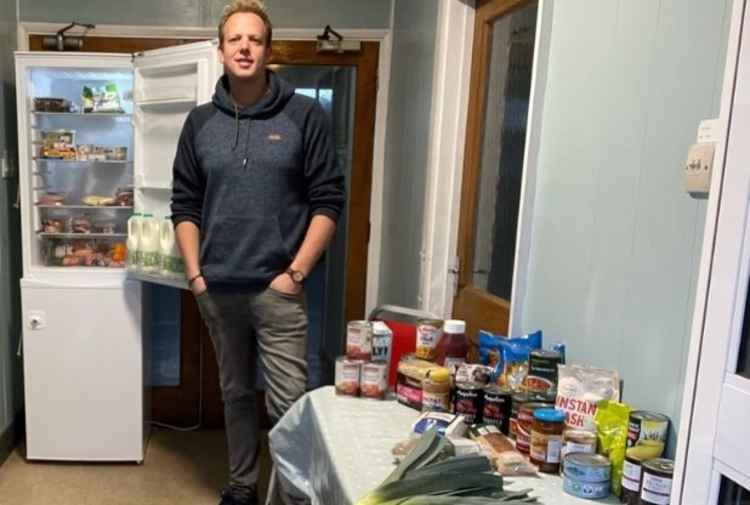 Sam Burnett at the Littleham Community Fridge