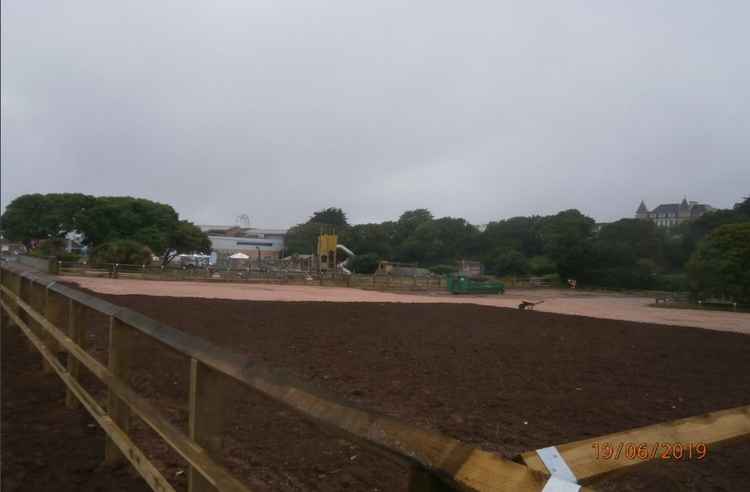 The temporary car park that will be grassed over