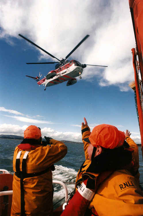 1996 Waveney class exercise with Coastguard helicopter Hotel Lima