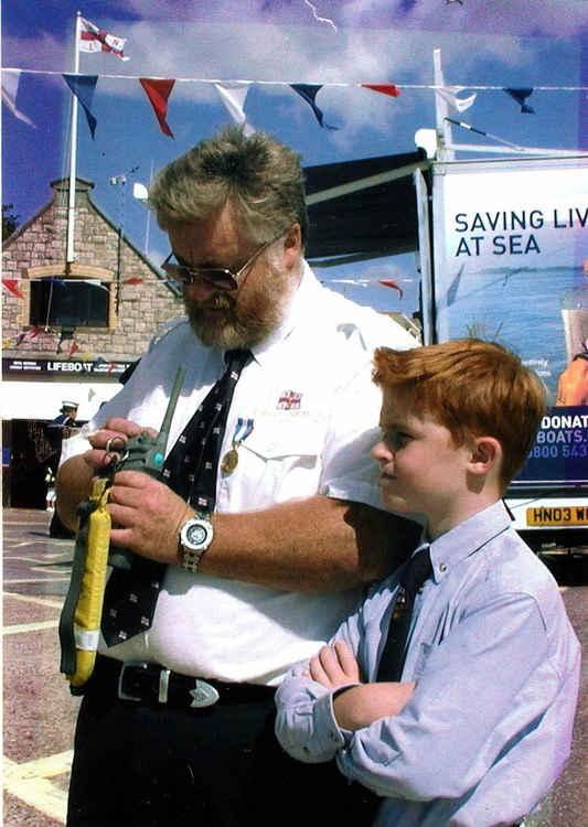 Tim and son, Henry at an Exmouth Lifeboat Bicentenary event in 2003