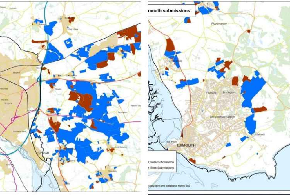 All the sites put forward as part of the HELAA process in the West End of East Devon and Exmouth