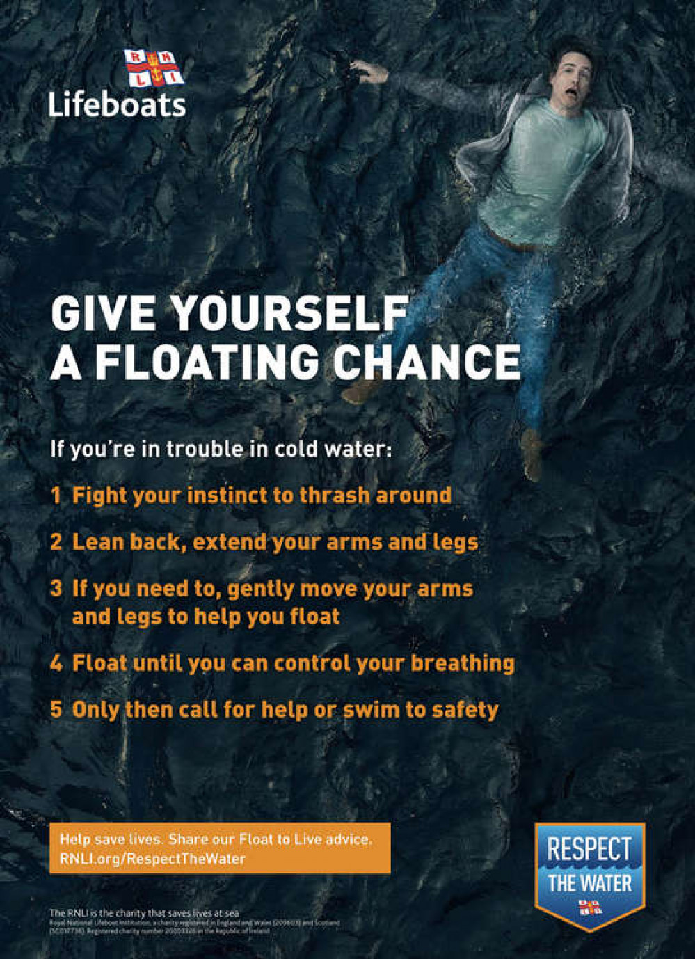 RNLI 'Give Yourself a Floating Chance' banner. Credit : RNLI