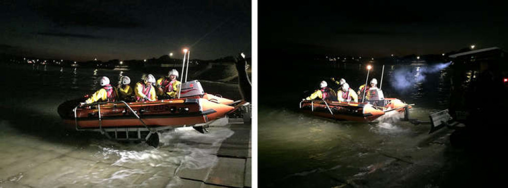 Exmouth RNLI Inshore Lifeboat attends the report of flashing lights. Credit : Chris Sims / RNLI