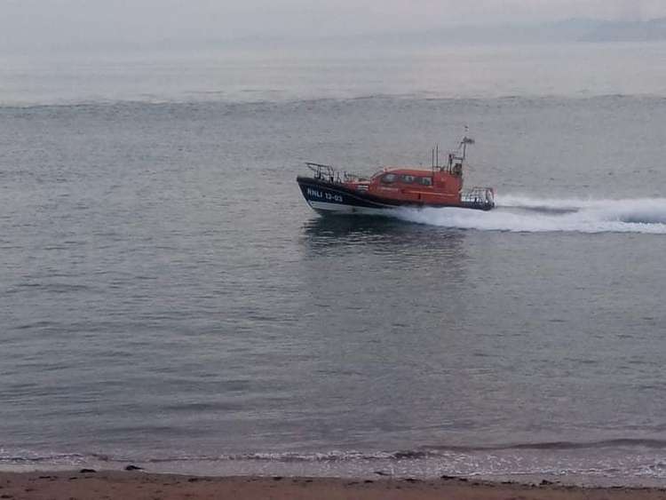 Exmouth RNLI All Weather Lifeboat races to the scene. Credit:  Hugh DeSouza / RNLI