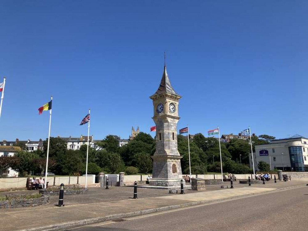 File Photo: Exmouth Clock Tower on the Esplanade on 4 August 2021. Nub News/ Will Goddard