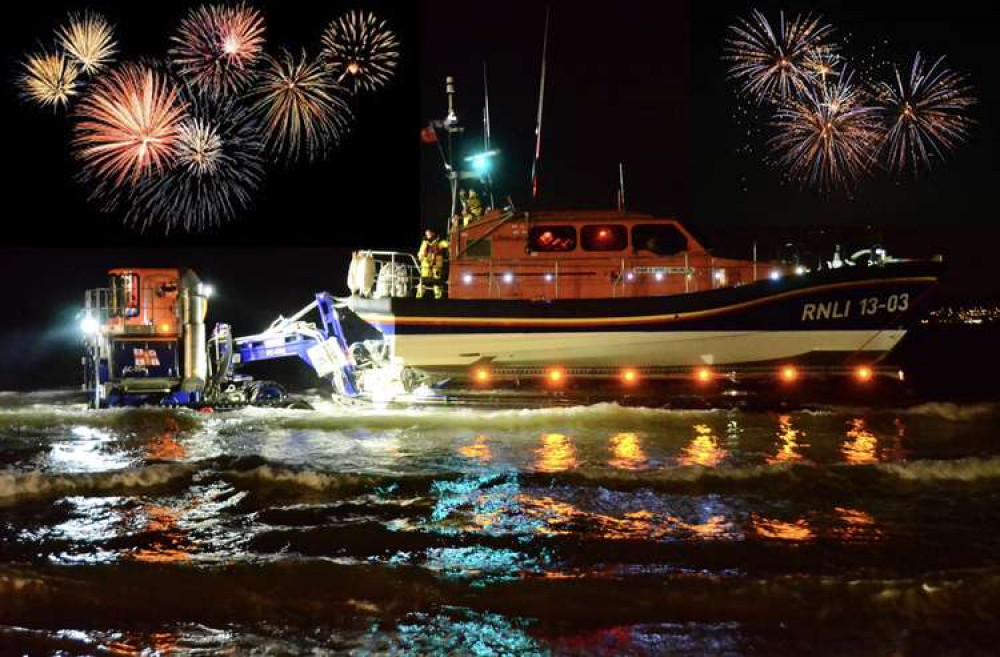 Photo: Exmouth RNLI Lifeboat fireworks. Credit: John Thorogood/ Exmouth RNLI