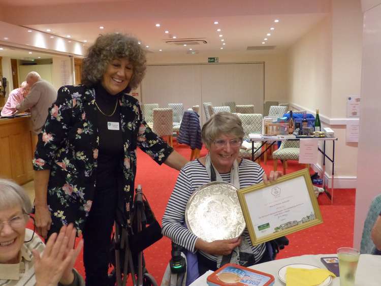 Sharon Darton receives her South West in Bloom Award from Judge/ Mentor Christine Fraser from Exeter.