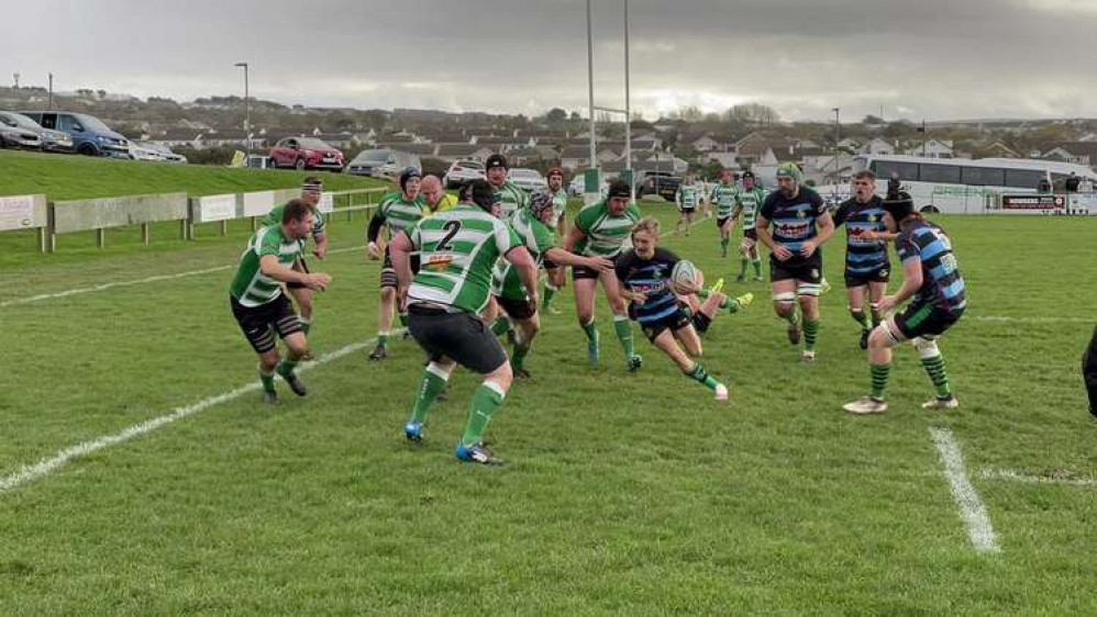 Action shot from Withycombe vs Newquay match. Credit: Adam Curtis