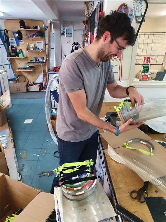 Matt Read making the visors for the NHS (picture credit: Suffolk Sails)