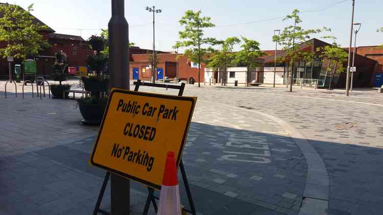 The car park at Lyceum Square has been closed off