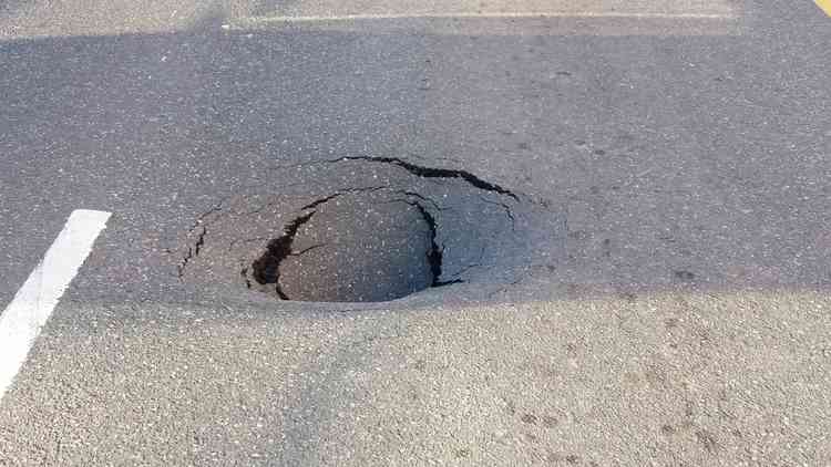 The sinkhole emerged on Flag Lane