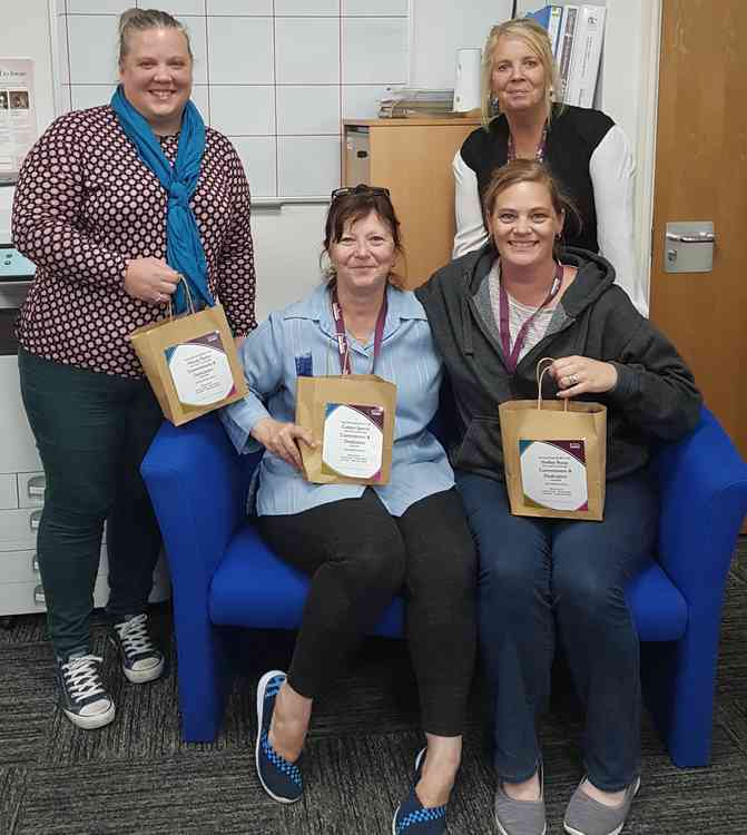 Carers Nicola Taylor, Coleen Specht and Shelley Roux with care manager Beverley Dodd.