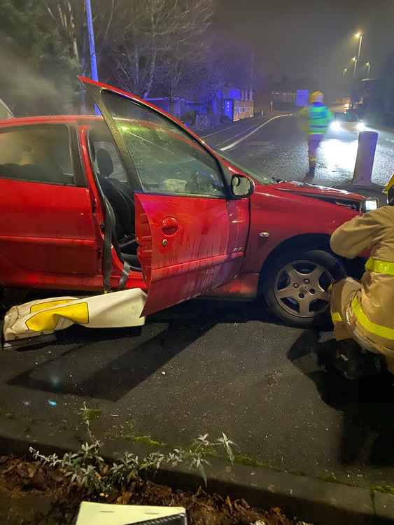 Police took away the abandoned vehicle at the entrance to the Grand Junction Retail Park.