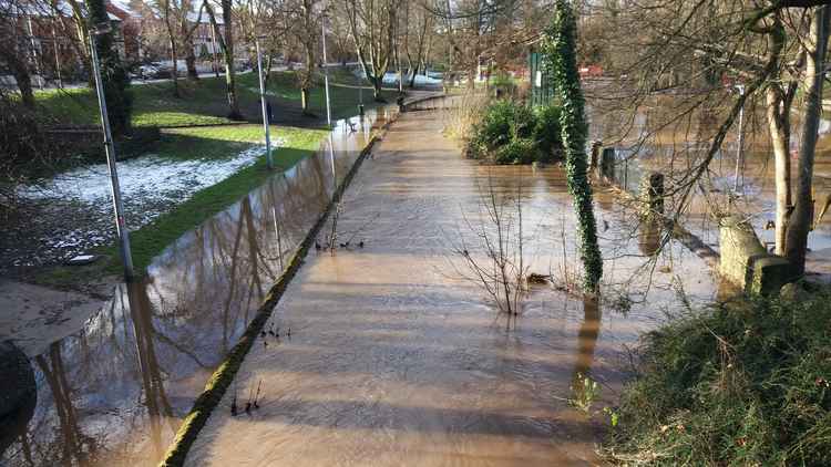 Valley Brook has flooded over a wide area.